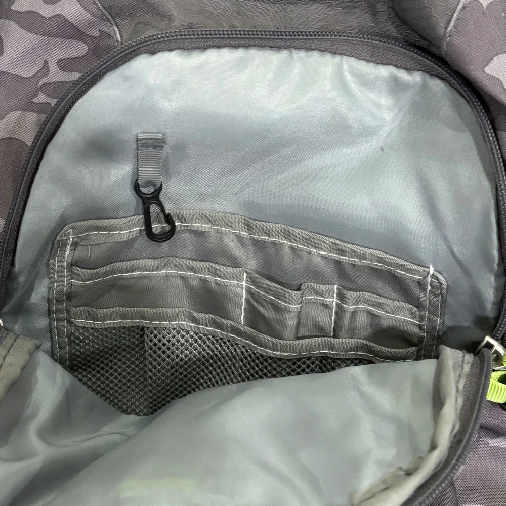 High Sierra Grey Camo Backpack Lime Green Suspension Strap School Hiking Bag